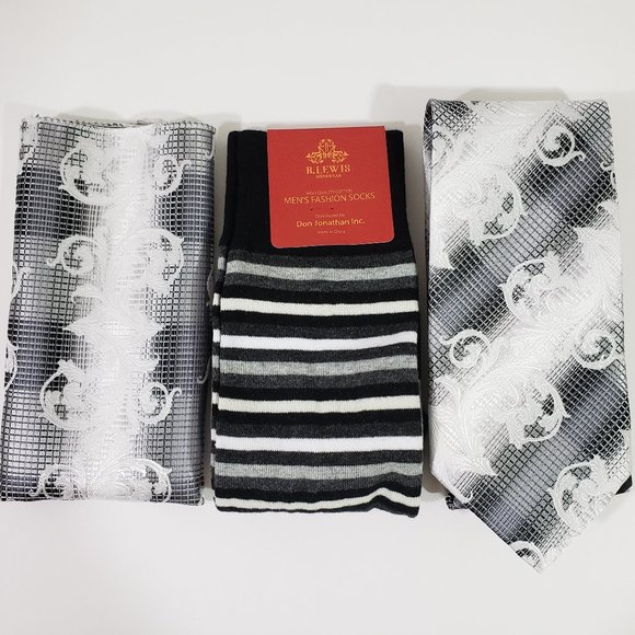 R. Lewis Other - Necktie Hanky Socks Box Set by R Lewis RG05 Silver